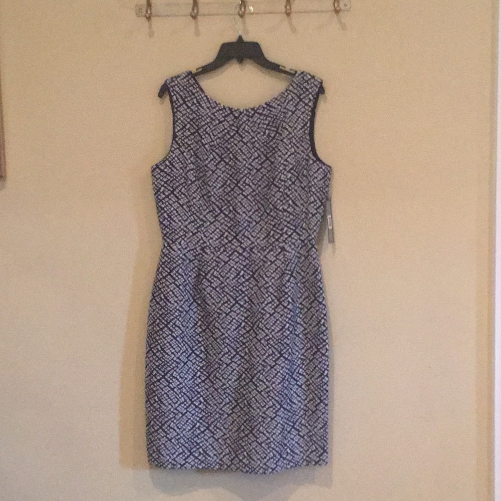 Tahari navy and white dress